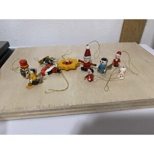 10 Mini Christmas Ornaments Wood Handpainted